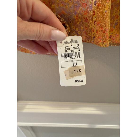 Kay Unger Vintage NWT Orange Gold Paisley Brocade India Lined Jacket Sz 10 - Picture 5 of 8